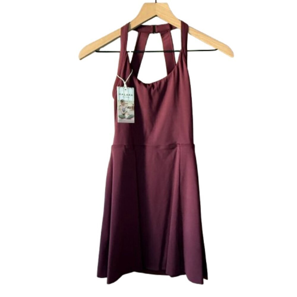 Women's XS NWT Halara Play It My Way Fig Backless Twisted Cool Touch Dress